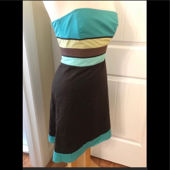 Ann Taylor Color Block Strapless Dress 2 P - Picture 3 of 8